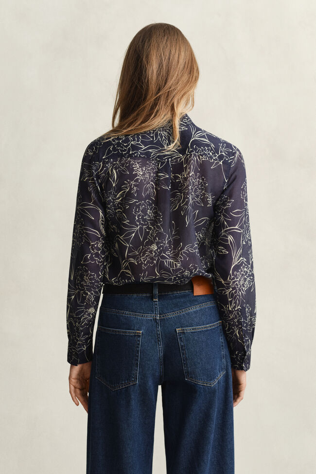 Regular Fit overhemd met bloemenprint van katoen en zijde