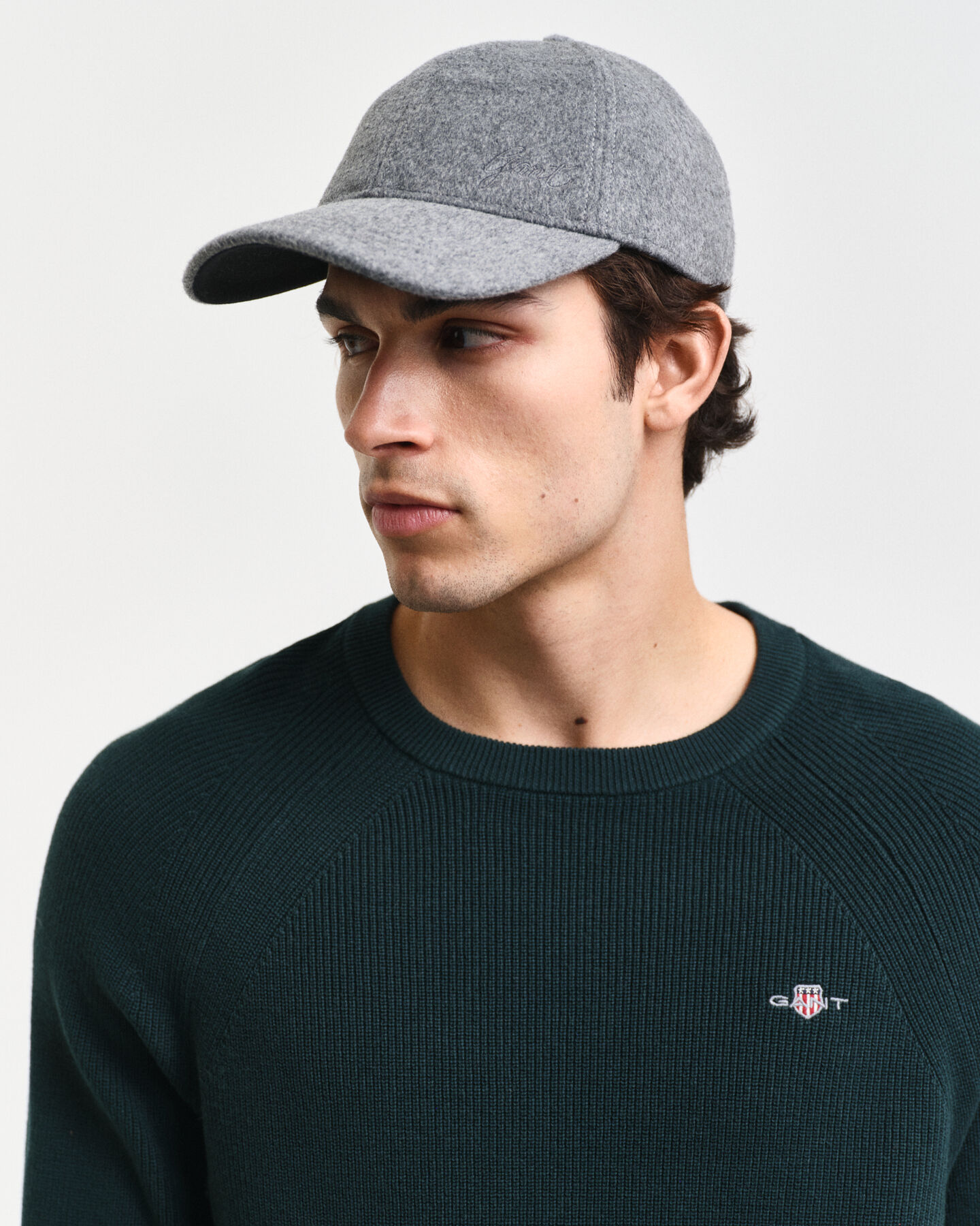 Trui met ronde hals van geribde katoen-wolmix