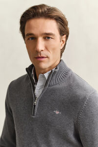 Casual katoenen trui met korte rits