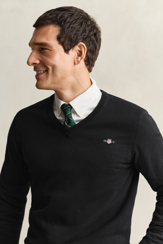 Klassieke sweater van katoen met V-hals