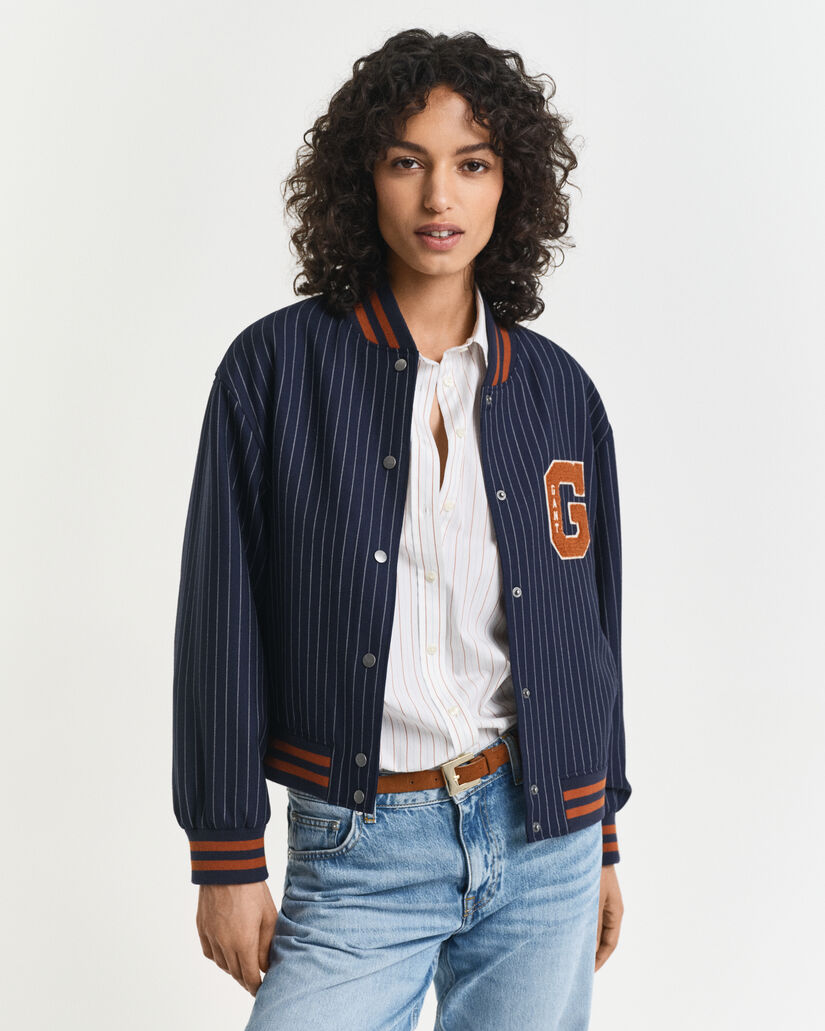 Varsity Jacket met krijtstreep