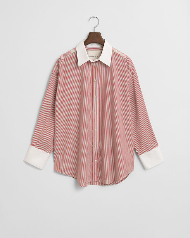 Oversized gestreept overhemd met contrasterende kraag en strepen