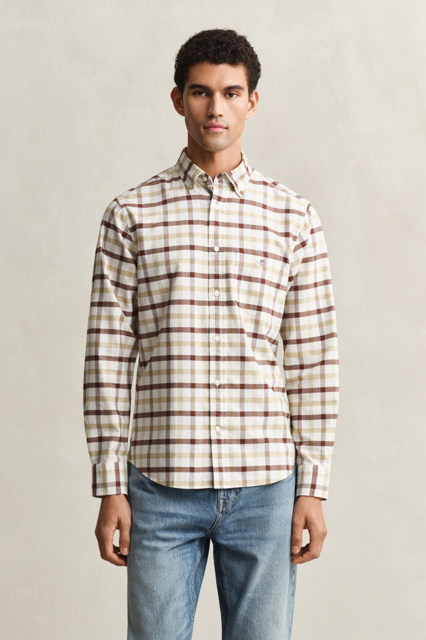 Regular Fit geruit Oxford-overhemd