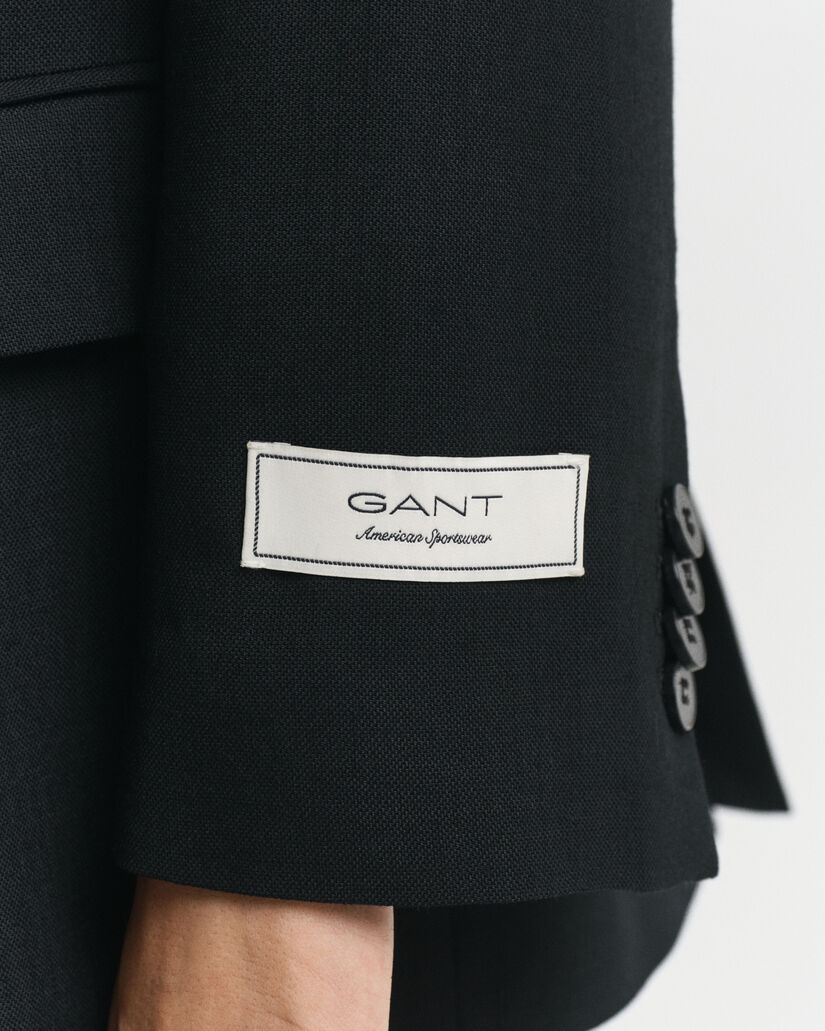 Relaxed Fit blazer met dubbele knopenrij van een wolmix met jute