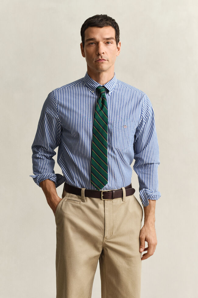 Klassiek poplin overoverhemd met strepen