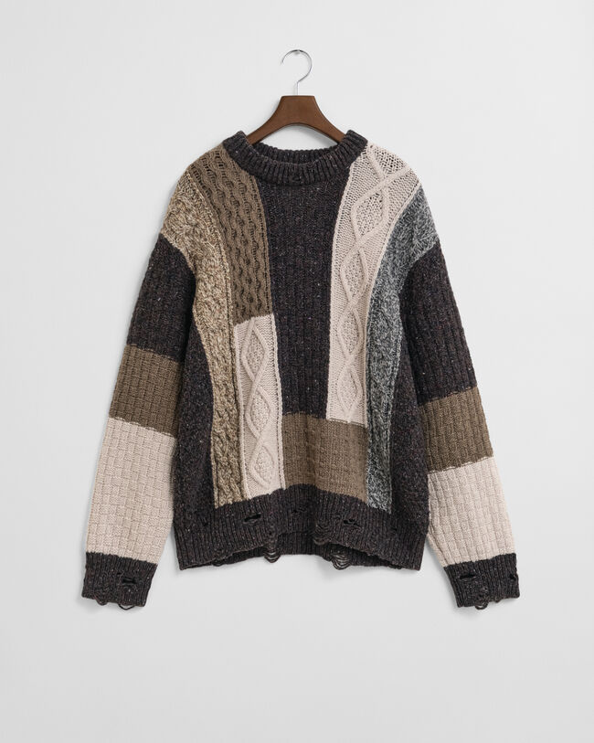 Sweater met ronde hals en patchwork