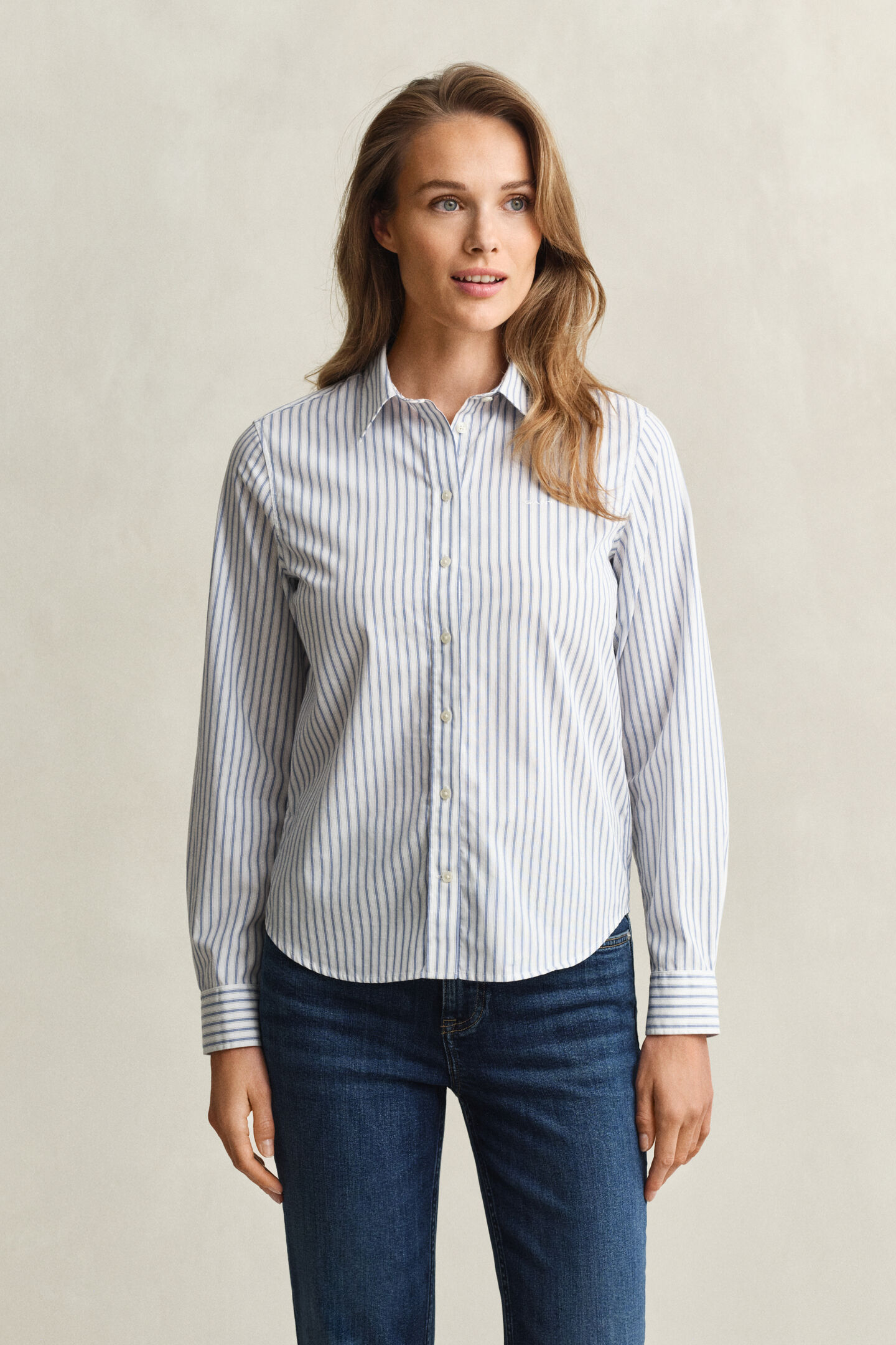 Regular Fit poplin overhemd met strepen