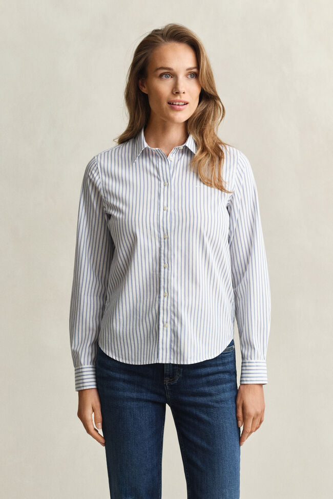 Regular Fit poplin overhemd met strepen