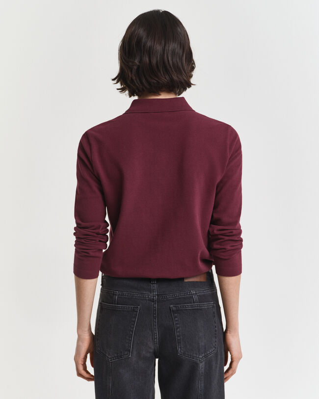 Piqu&eacute; poloshirt met lange mouwen