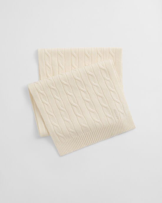 Kabelgebreide wollen sjaal