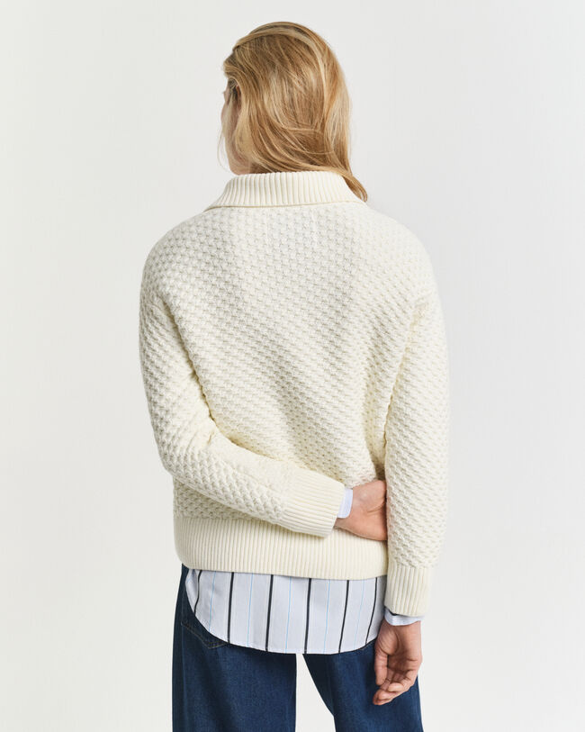 Katoenen Textured sweater met korte rits