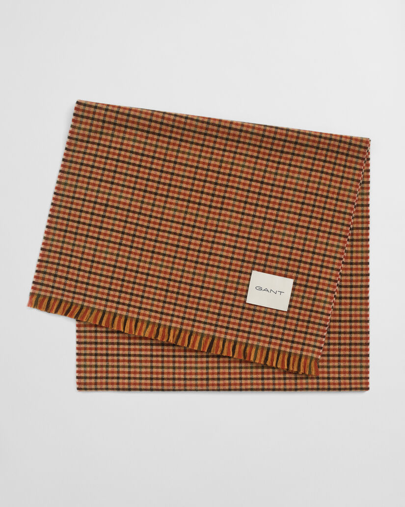 Brede wollen sjaal met Gingham-ruitje