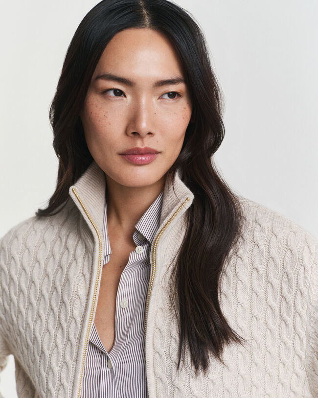 Kabelgebreid vest met rits