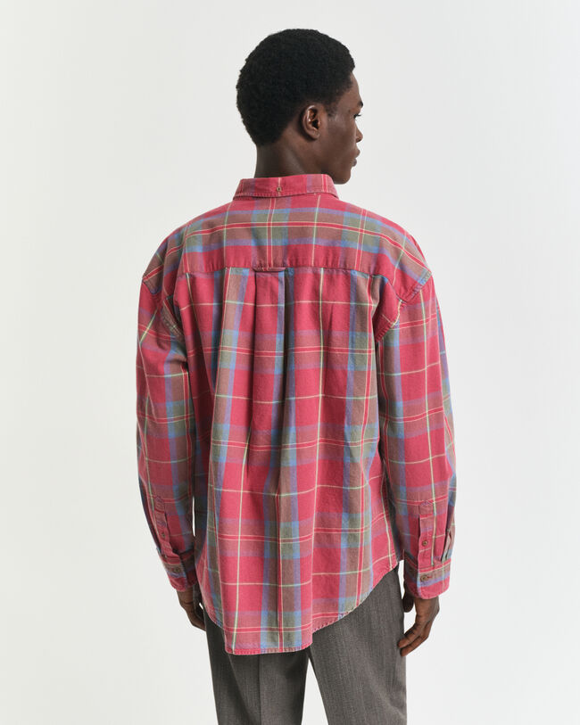 Oversized overhemd van gewassen keperstof met ruit