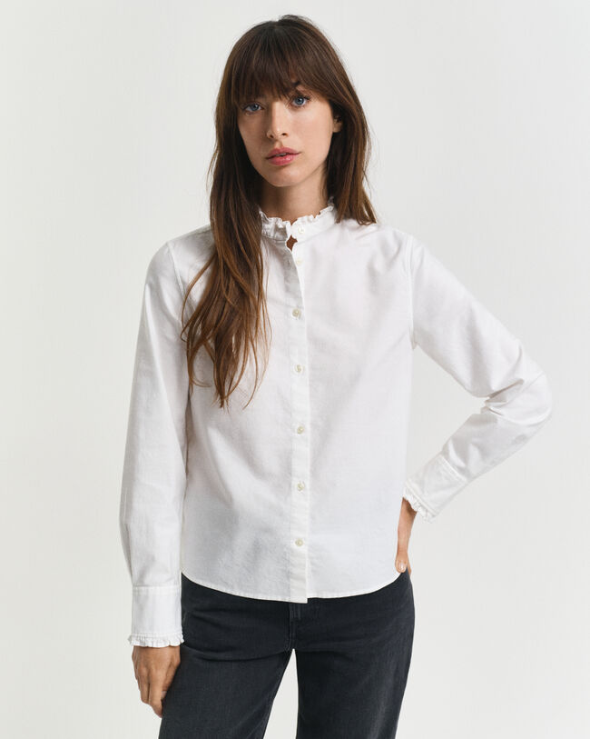Klassieke Oxford-blouse met ruche