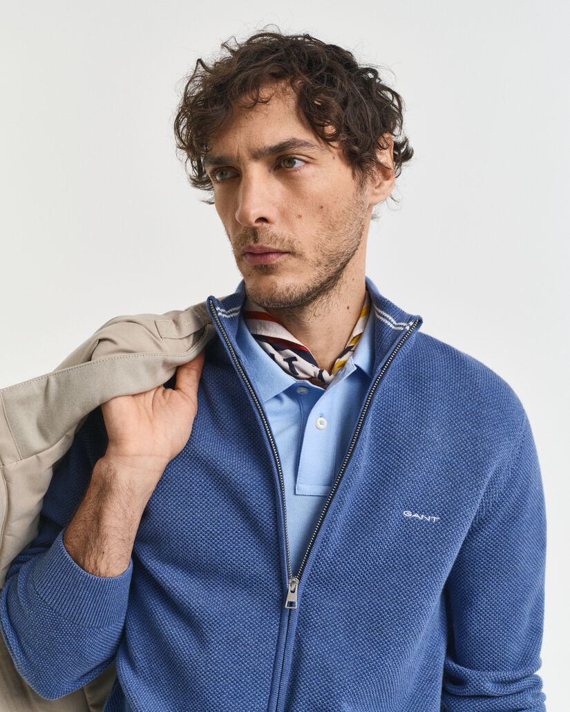 Ritsvest van katoenpiqu&eacute;