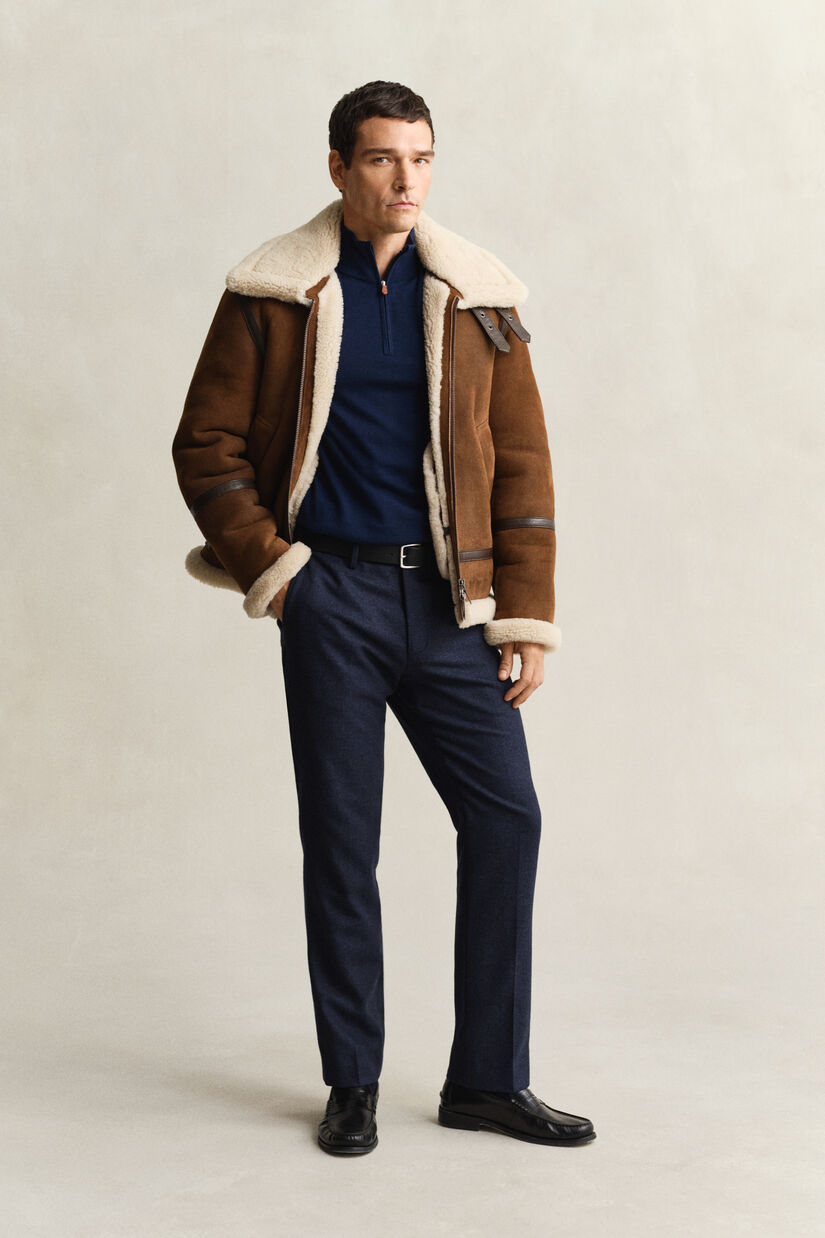 Trui met korte rits van extra fijne merinoswol