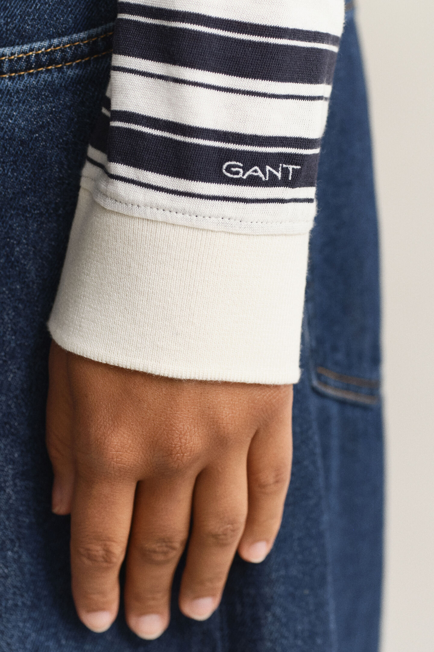 Gestreept poloshirt met lange mouwen