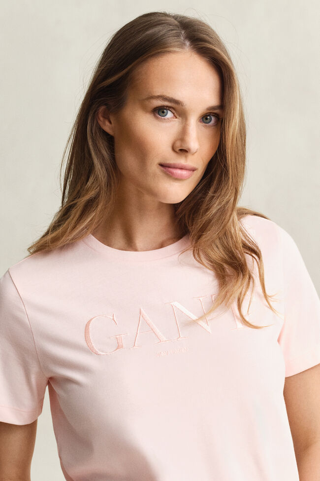 T-shirt met ton sur ton print