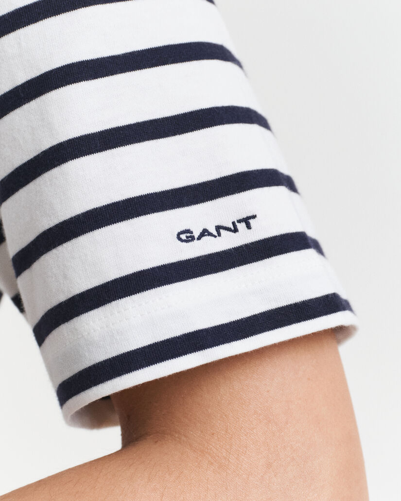 T-shirt met boothals en strepen