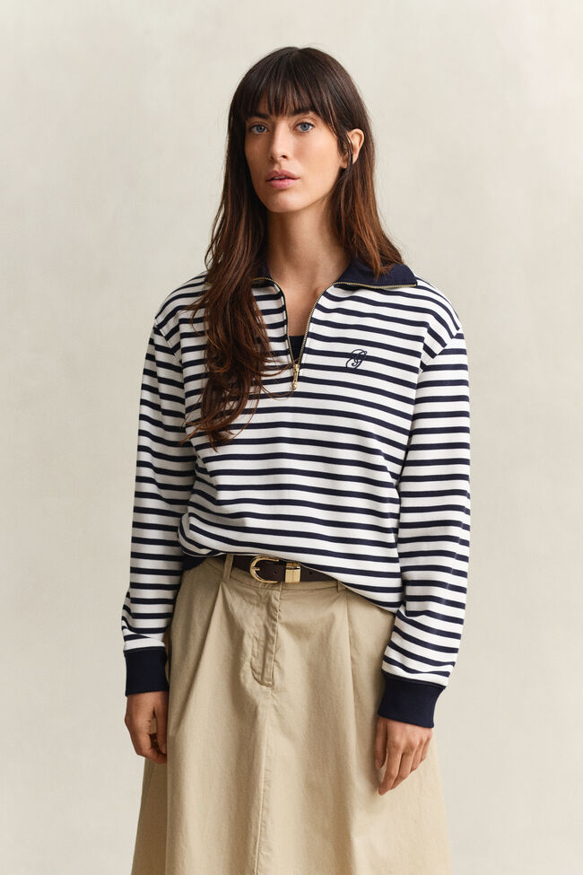Gestreept sweatshirt met korte rits