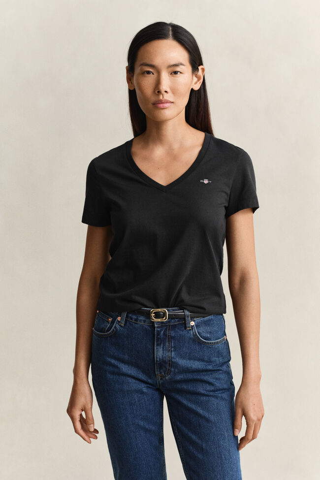 Shield T-shirt met V-hals