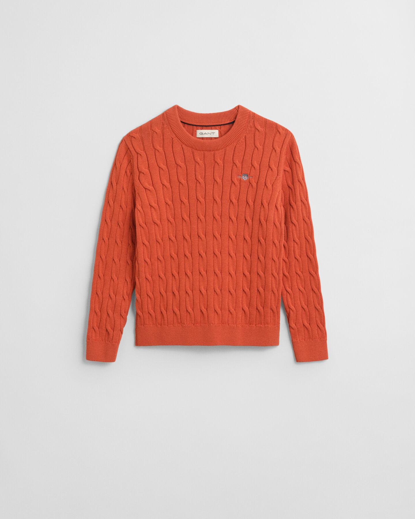 Kids Shield katoenen gebreide kabeltrui met ronde hals