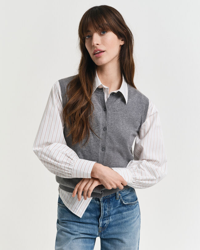 Lichtgewicht gebreide spencer met korte mouwen