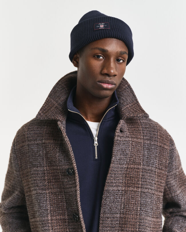 Beanie van geribde katoenmix