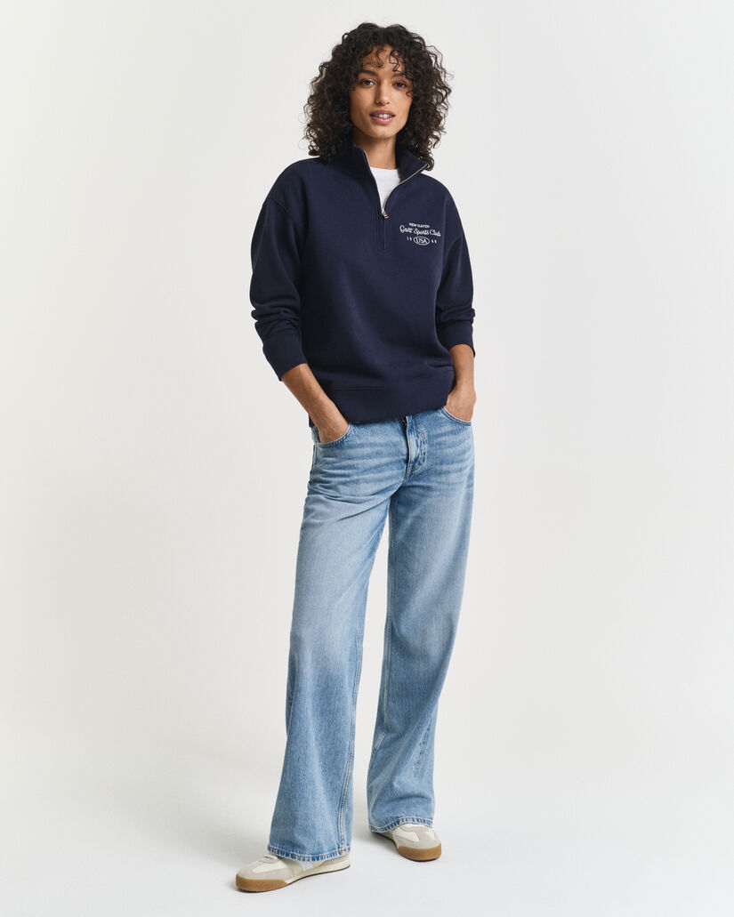 Graphic sweatshirt met korte rits