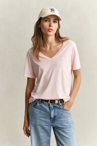 Verwassen Shield T-shirt met V-hals