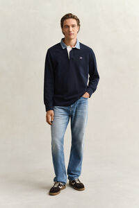 Heavy Rugger met chambray kraag