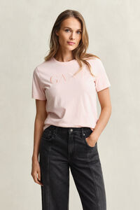 T-shirt met ton sur ton print