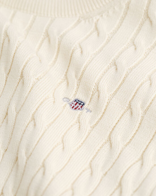 Teens Shield katoenen gebreide kabeltrui met ronde hals