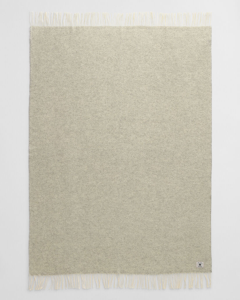 Wollen sprei met visgraatmotief