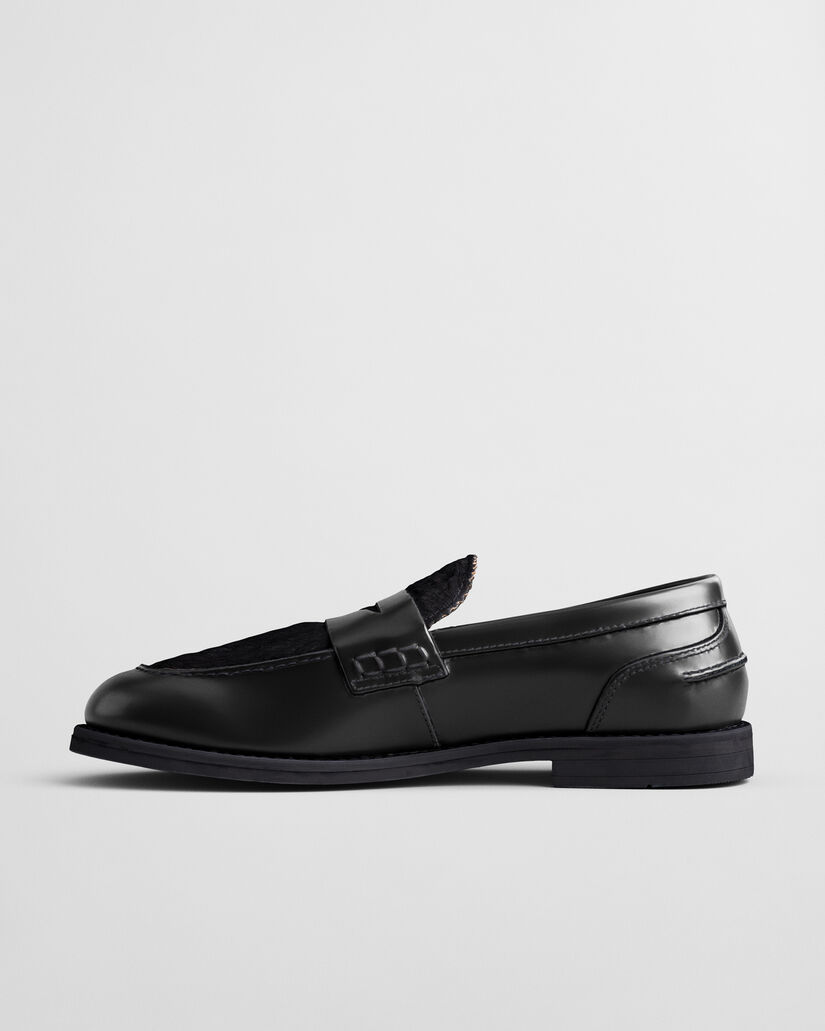 Gracelyn leren loafers met bont
