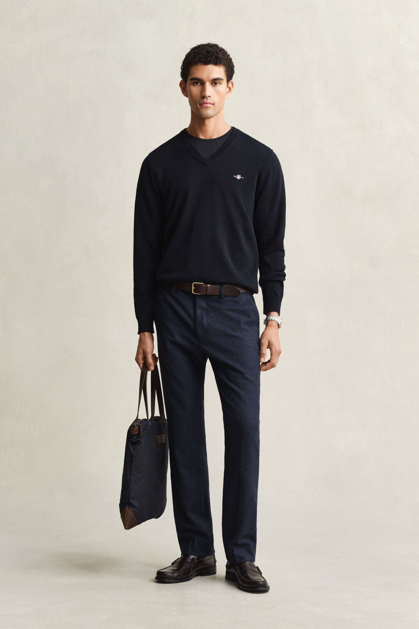 Klassieke sweater van katoen met V-hals