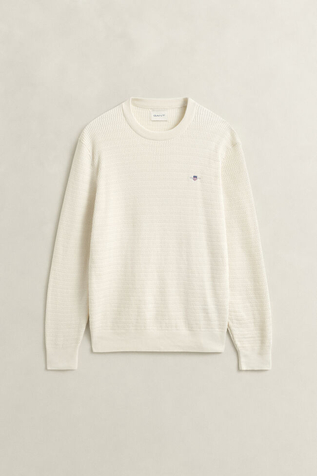 Gebreide trui met minikabels en ronde hals