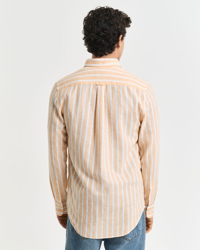 Regular Fit gestreept overhemd van katoen en linnen