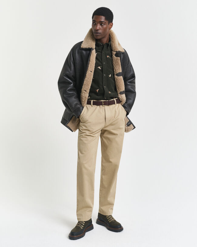 Regular Fit corduroy overhemd met borduursel