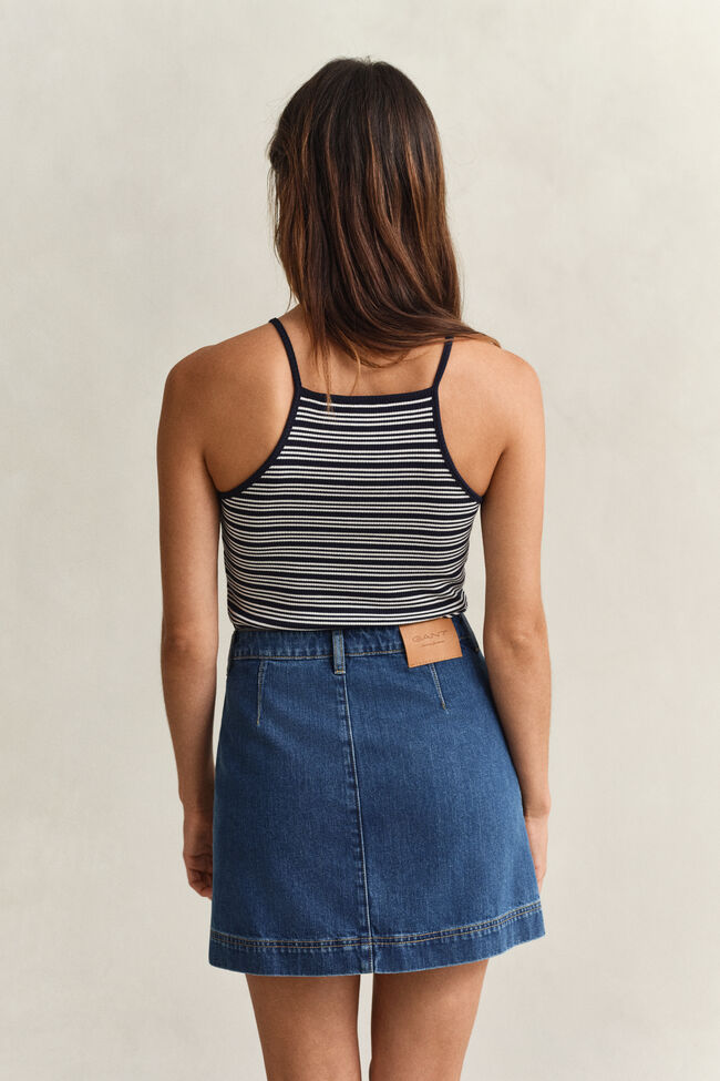 Gestreepte tanktop met halterkraag