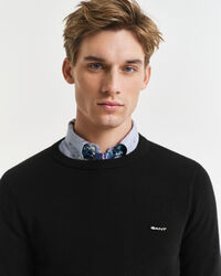 Sweater met ronde hals van piqu&eacute;katoen