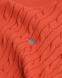 Teens Shield katoenen gebreide kabeltrui met ronde hals