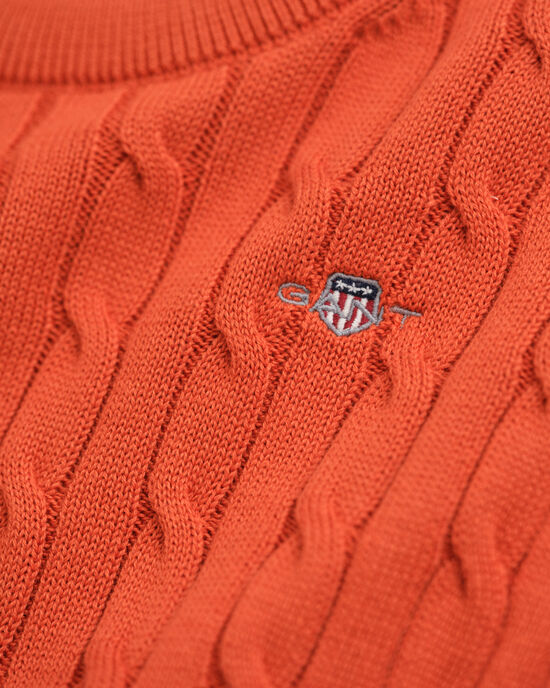 Kids Shield katoenen gebreide kabeltrui met ronde hals