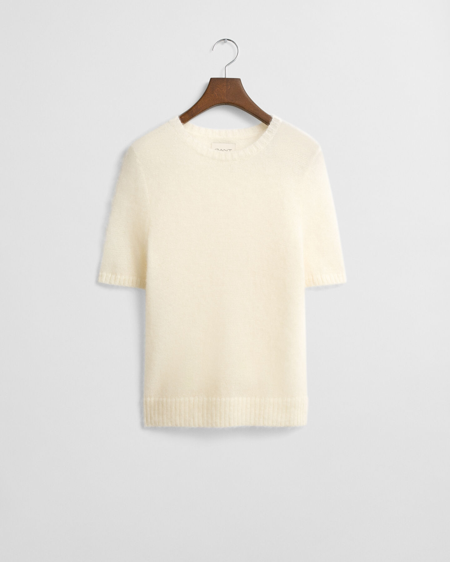 Trui van mohairmix met ronde hals en korte mouwen