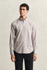 Regular Fit fil-&agrave;-fil poplin overhemd met strepen