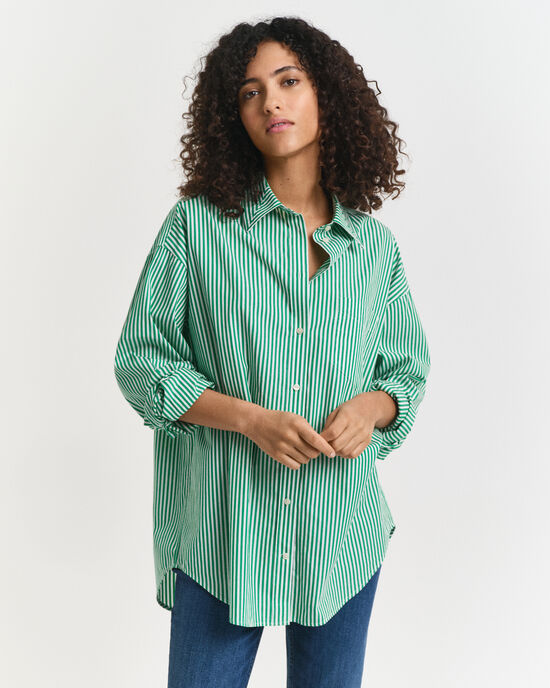 Oversized Classic gestreept overhemd van poplin