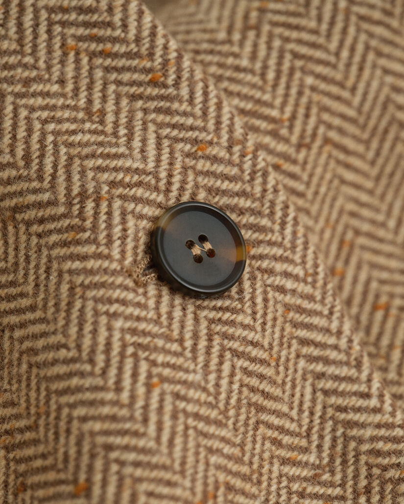 Slim Fit blazer van wolmix met visgraatmotief