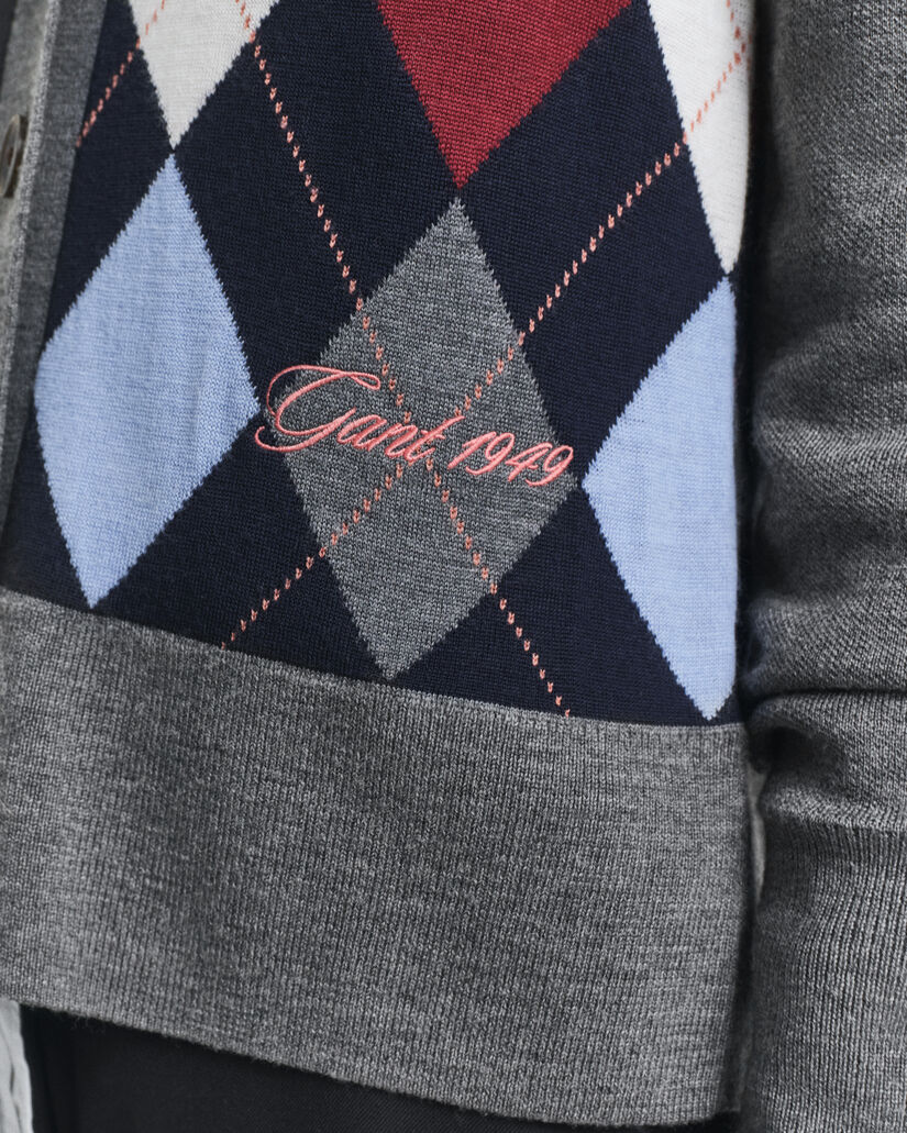 Argyle vest met V-hals