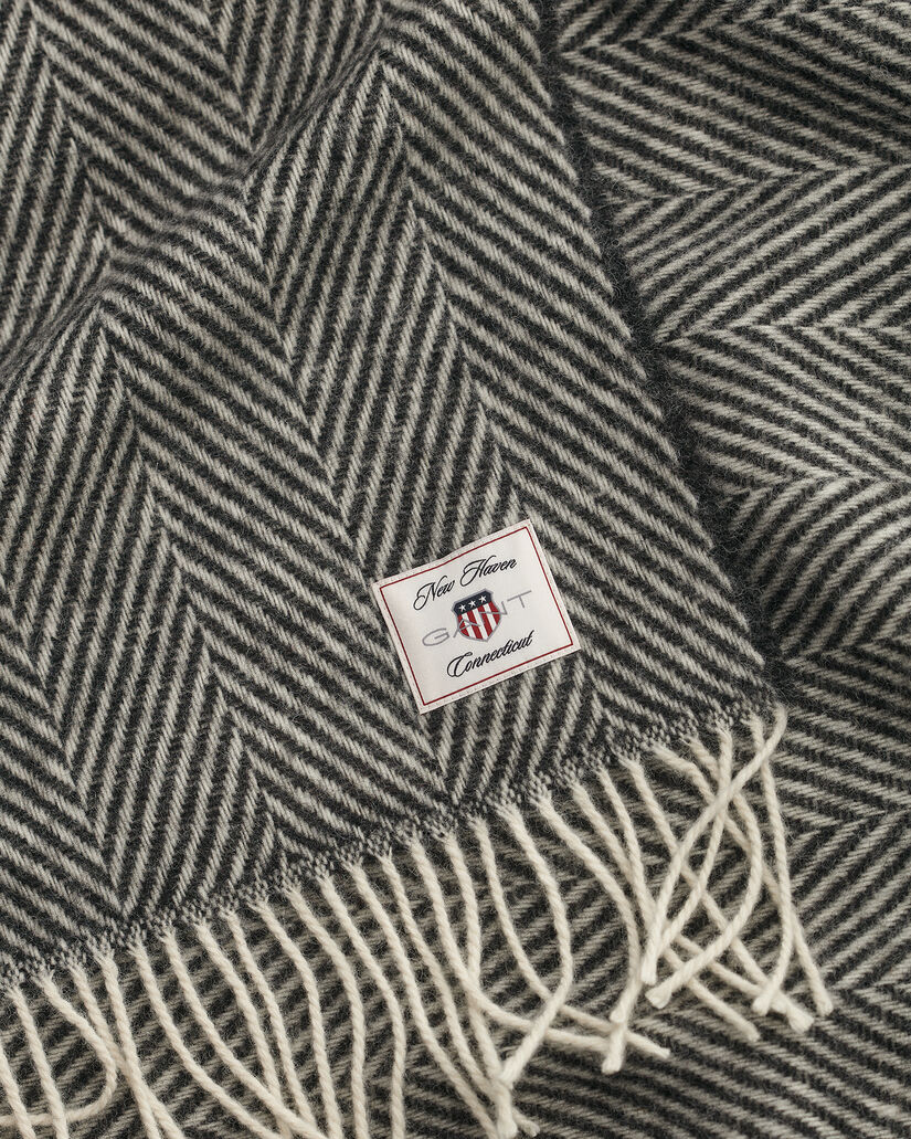 Wollen sprei met visgraatmotief